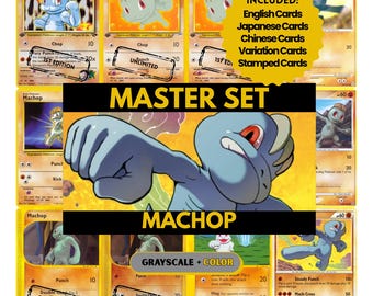 Machop Master Set Sammelmappen, Pokemon Platzhalterkarten, druckbare PDF & digitaler Download