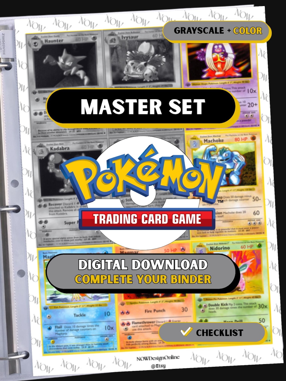 Pokemon Base Set Printable Placeholders Master Set Binder Pages ...