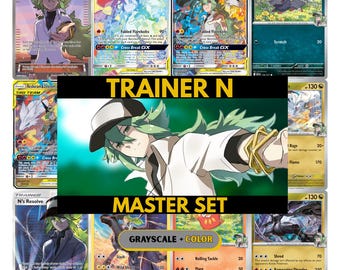 Trainer N Master Set Pärmsidor, Pokémon-platshållare, TCG-pärminlägg, utskrivbar PDF (digital nedladdning)