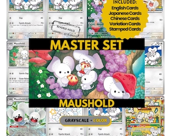 Maushold Master Set Pärmsidor, Pokémon Platshållarkort, Utskrivbar PDF och Digital Nedladdning