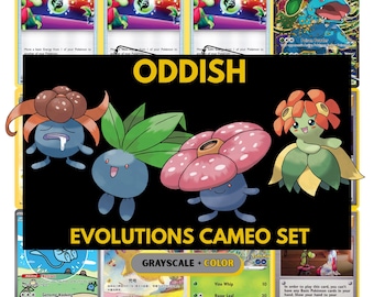 Oddish Evolutions Cameo Sammelkarten, Platzhalter in Gloom, Vilepume und Bellosom, Download + druckbares PDF