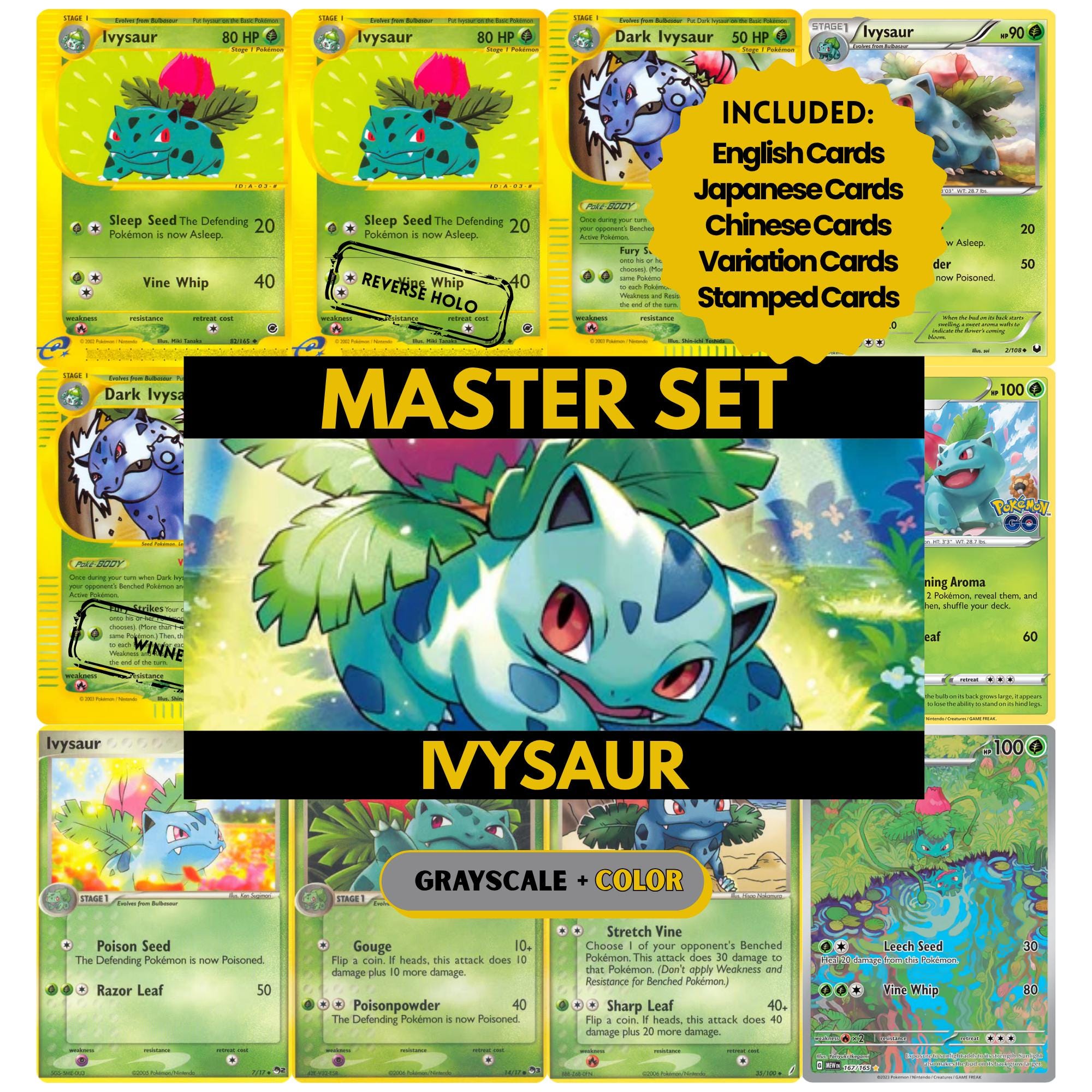 Ivysaur Master Set Binder Pages, Pokemon Placeholder Cards