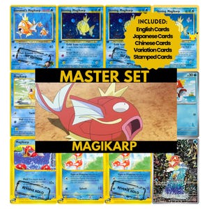 Magikarp-masterset bindpagina's, tijdelijke Pokemon-kaarten, afdrukbare pdf en digitale download