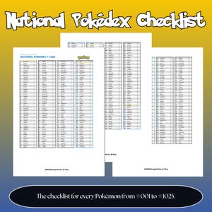 Pokedex Checklist.pdf National Pokédex Checklist 1-1025 (printable + Digital Download) - Etsy