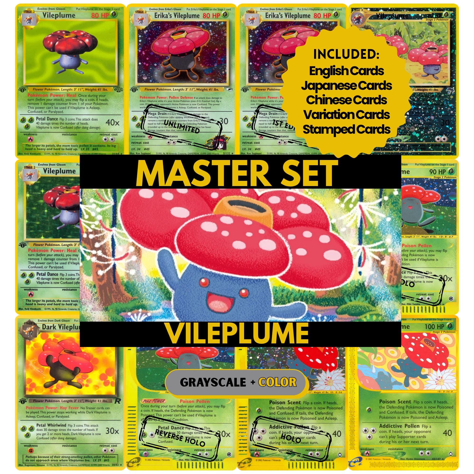 Vileplume Master Set Binder Pages, Pokemon Placeholders, TCG