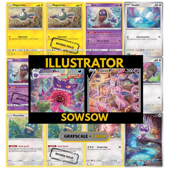 sowsow pokemon cards Sowsow Illustrator Set Binder Pages, Pokemon Placeholder Cards, Printable  PDF & Digital Download