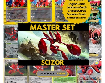 Scizor Master Set Sammelseiten, Pokemon Platzhalterkarten, druckbare PDF & digitaler Download