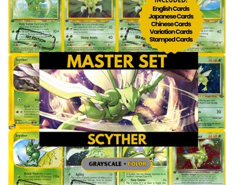 Scyther Master Set Sammelseiten, Pokemon Platzhalterkarten, druckbare PDF & digitaler Download