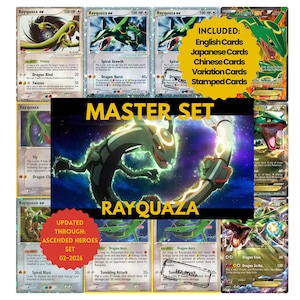 Rayquaza Master Set Placeholders: English, Japanese, Chinese (PDF Download) | Pokémon Binder | Printables