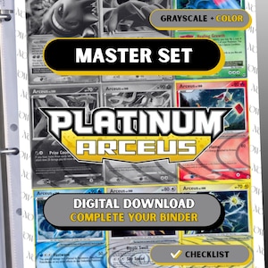 Platinum: Arceus Master Set Placeholders, Printable Complete Binder pages + Checklist (Digital Download)