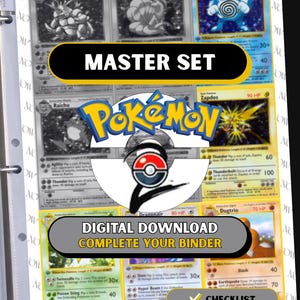 Marcadores de posición imprimibles del set base 2 de Pokémon, páginas de carpeta del set maestro + lista de verificación (descarga digital)