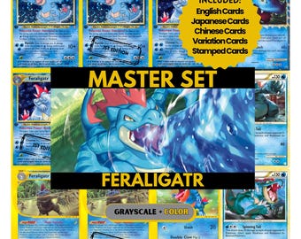 Feraligatr Master Set Sammelseiten, Pokemon Platzhalterkarten, druckbare PDF & digitaler Download