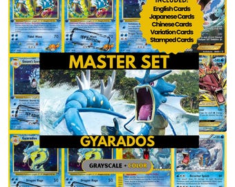Pagine per raccoglitore del set principale di Gyarados, carte segnaposto Pokémon, PDF stampabile e download digitale