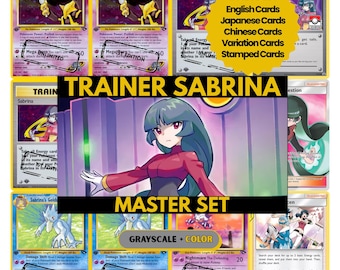 Trainer Sabrina Master Set Binder Pages, Pokemon Placeholders, TCG Binder Inserts, Printable PDF (Digital Download)