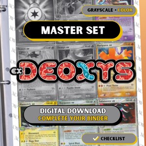 EX: Deoxys Master Set Placeholders, Printable Complete Binder pages + Checklist (Digital Download)