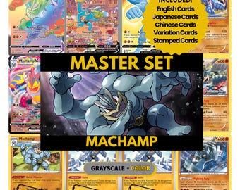 Machamp Master Set Pärmsidor, Pokémon Platshållarkort, Utskrivbar PDF och Digital Nedladdning