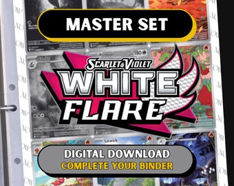 Pokemon White Flare Binder Placeholders | Master Set Printable Pages PDF + Checklist Placeholders | Scarlet & Violet