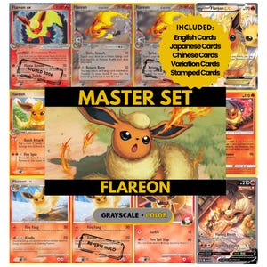 Pagine per raccoglitore del set principale di Flareon, carte segnaposto Pokémon, PDF stampabile e download digitale
