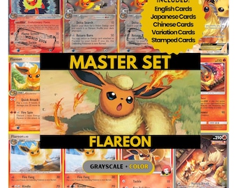 Flareon Master Set Binder Pages, Pokemon Placeholder Cards, Printable PDF & Digital Download