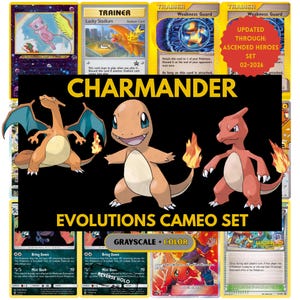 Charmander Evolutions Cameo Sammelkarten, Charmeleon und Charizard Platzhalter, Download + Druckbare PDF