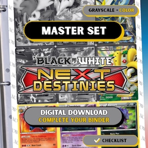 Bianco e nero: segnaposto per il set completo Next Destinies, pagine stampabili per raccoglitore + lista di controllo (download digitale)