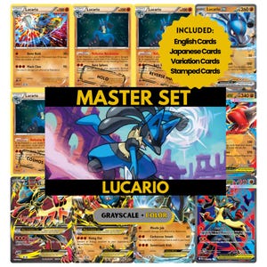 Zestaw stron Lucario Master Set Binder Pages, symbole zastępcze Pokemon | angielski, japoński