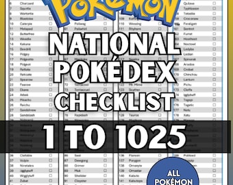 National Pokédex Checklist 1-1025 (Printable + Digital Download)