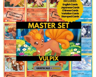 Vulpix Master Set Sammelseiten, Pokemon Platzhalterkarten, druckbare PDF & digitaler Download