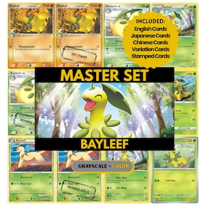 Páginas para fichário do Conjunto Mestre Bayleef, Cartões de Espaço Reservado Pokémon, PDF para impressão e download digital