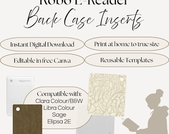 Kobo E-Reader Back Case Inserts | Printable DIY Covers | Customizable Templates