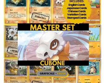 Cubone Master Set Binder Pages, Pokemon Placeholder Cards, Printable PDF & Digital Download