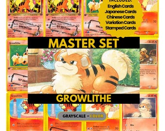 Growlithe Master Set Sammelseiten, Pokemon Platzhalter Karten, druckbare PDF & digitaler Download