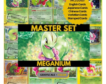 Meganium Master Set Pärmsidor, Pokémon Platshållarkort, Utskrivbar PDF och Digital Nedladdning