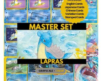 Lapras Master Set Pärmsidor, Pokémon Platshållarkort, Utskrivbar PDF och Digital Nedladdning
