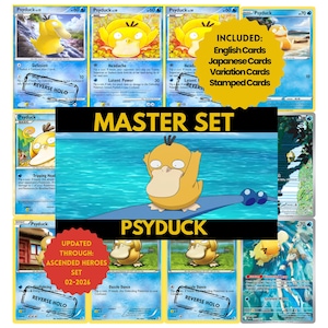 Psyduck Master Set Binder Seiten, Pokémon Platzhalter, Tcg Binder Einlagen, druckbare PDF (Digitaler Download)