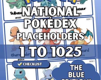 National Pokédex Platzhalter Blau 1-1025, Komplette Ringmappe, Checkliste (Digitaler Download)