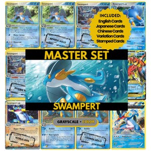 Swampert-masterset bindpagina's, tijdelijke kaarten voor Pokémon, afdrukbare pdf en digitale download