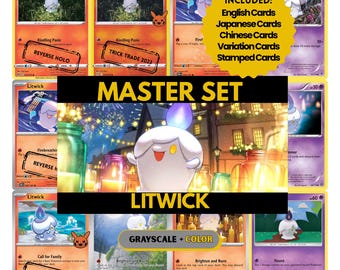 Litwick Master Set Sammelseiten, Pokemon Platzhalterkarten, druckbare PDF & digitaler Download