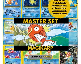 Pagine per raccoglitore del set principale di Magikarp, carte segnaposto Pokémon, PDF stampabile e download digitale