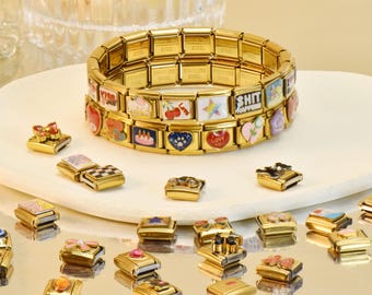 Personalized Gold Italian Charms Bracelet: Custom Y2K Jewelry