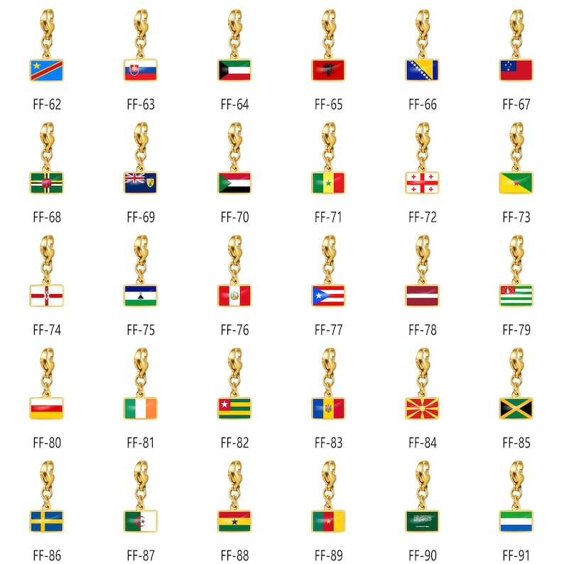 Gold Plated Enamel Country Flag Charms, World Cup Soccer Fan Travel Jewelry image 8