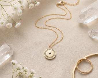Custom Initial Necklace, Personalized Gold Letter Pendant
