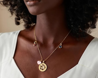 Zodiac Constellation Necklace with Birthstone, Personalized Jewelry