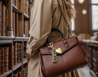 Gold Plated Y2K Lipstick Keychain, Stainless Steel Mirror Bag Charms, Wedding Gifts, Personalized Gift