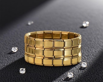 Gold Plated Italian Charm Bracelet: Stainless Steel Personalized Jewelry