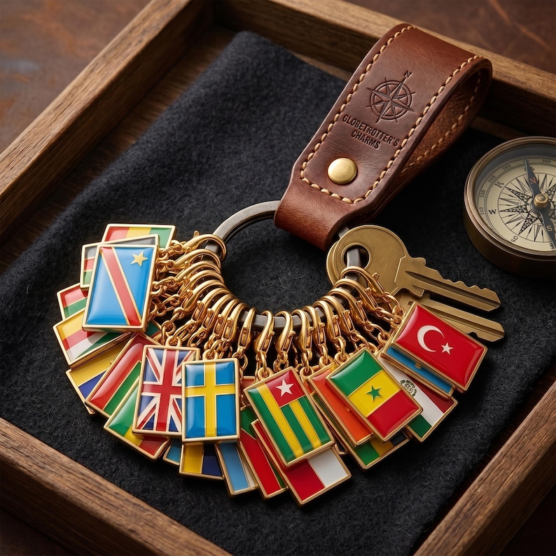 Gold Plated Enamel Country Flag Charms, World Cup Soccer Fan Travel Jewelry image 2