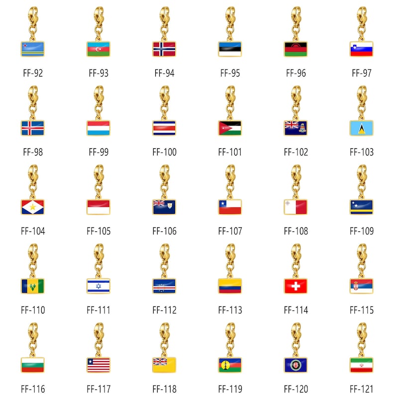 Gold Plated Enamel Country Flag Charms, World Cup Soccer Fan Travel Jewelry image 9