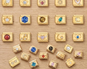 Vintage Gold Italian Charms for Bracelet Making,Aesthetic 9mm Links, Heart,Star,Music Note Charms,Anniversary Birthday Gift for Her