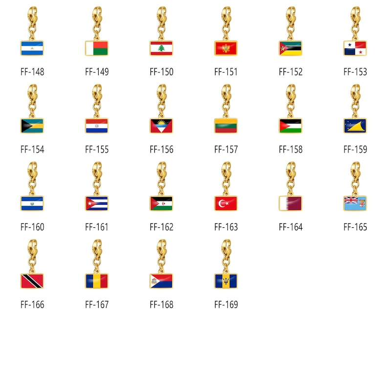Gold Plated Enamel Country Flag Charms, World Cup Soccer Fan Travel Jewelry image 11
