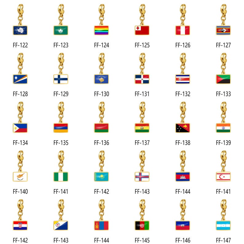 Gold Plated Enamel Country Flag Charms, World Cup Soccer Fan Travel Jewelry image 10